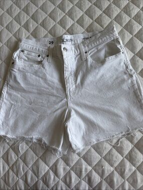J. Crew White High-Rise Frayed Hem Denim Shorts